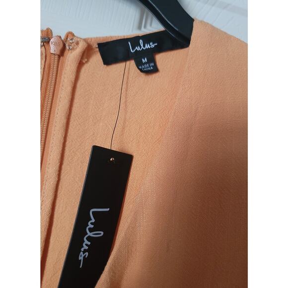 NEW Lulus Orange Peach Cutout Midi Dress Size M - Picture 4 of 6